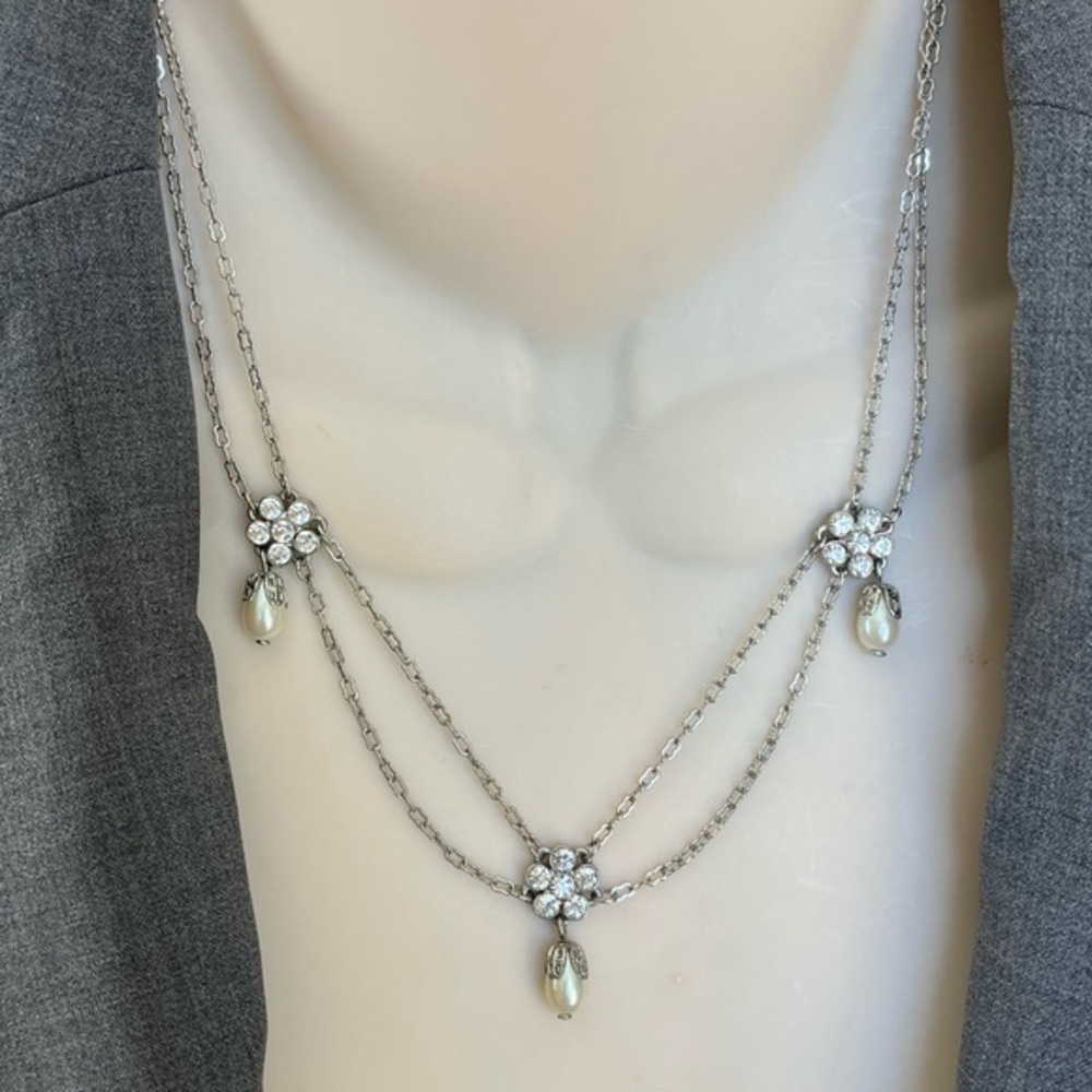 Elegant Silver Floral Necklace, The Perfect Wedding Necklace!